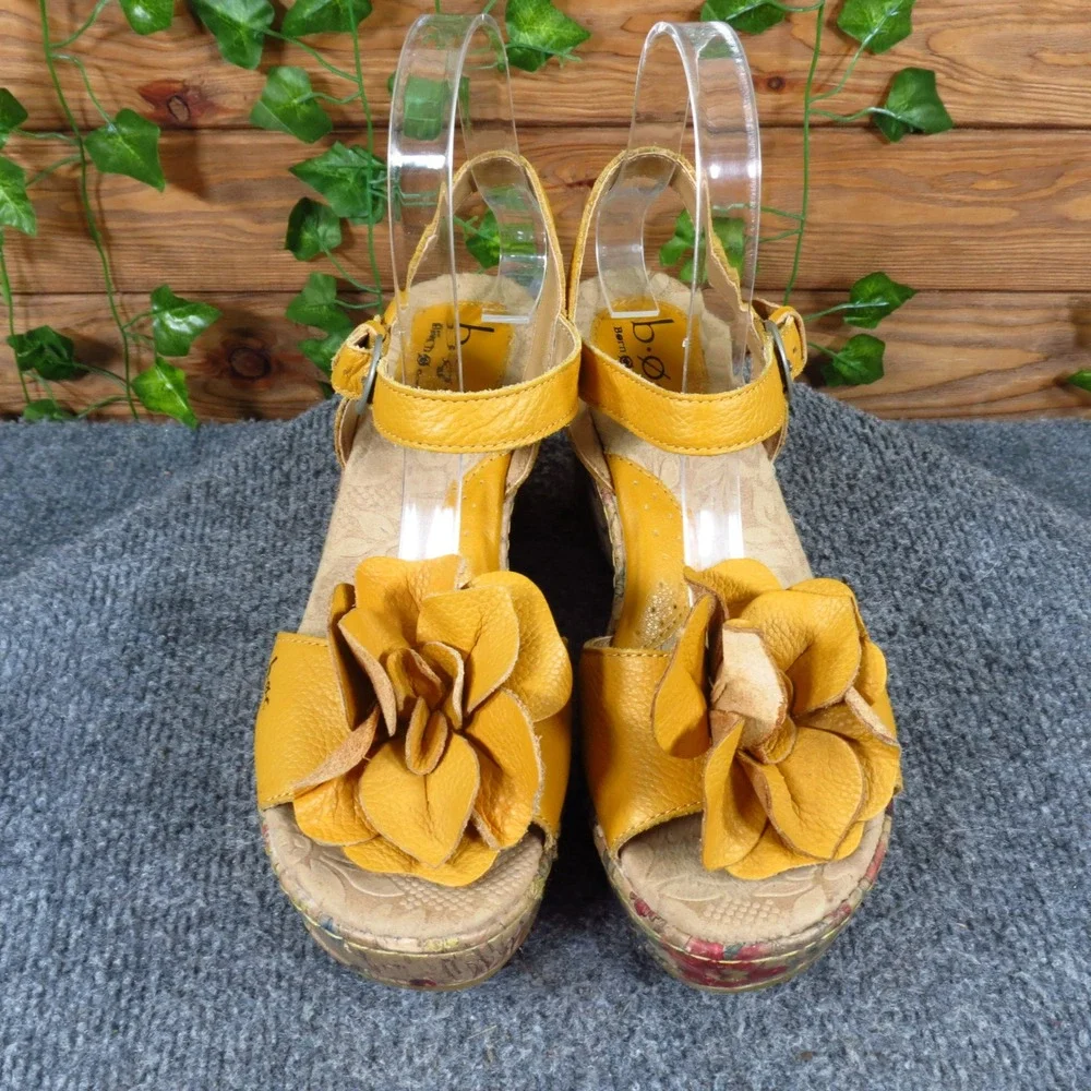 b.o.c. Born Concept Womens Wedge Sandal 7 Floral Print Cork Yellow C16007